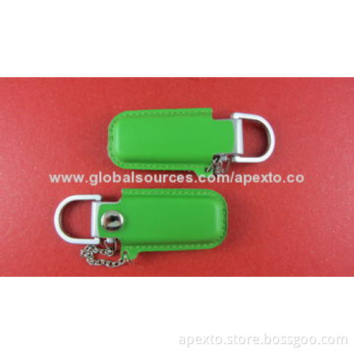 USB Memory Stick w/Leather Housing and Anti-shock Design, 8GB or 16 GB Storage , OEM Logo Design Ok